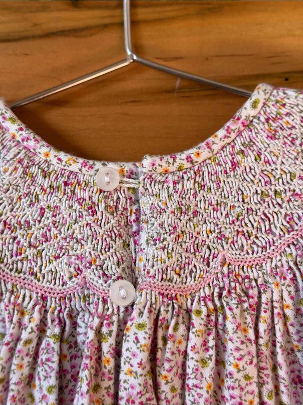 RARE Vtg 80s Carriage Boutiques 100% Cotton Hand Smocked Bishop Dress 4T - Picture 3 of 12